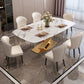Modern Marble Table Set of 5/7 with Rectangle Table Dining Set with PU Leather Chairs Clearhalo 'Dining Room Sets' 'Dining Tables & Seating' 'dining_room_set' 'furn' 'furn_dining_room_set' 'Furniture' 'furniture_dining_room_set' 'Kitchen & Dining Furniture' 'kitchen&dining_furn' 'kitchen' 3491686