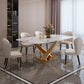 Modern Marble Table Set of 5/7 with Rectangle Table Dining Set with PU Leather Chairs Clearhalo 'Dining Room Sets' 'Dining Tables & Seating' 'dining_room_set' 'furn' 'furn_dining_room_set' 'Furniture' 'furniture_dining_room_set' 'Kitchen & Dining Furniture' 'kitchen&dining_furn' 'kitchen' 3491687