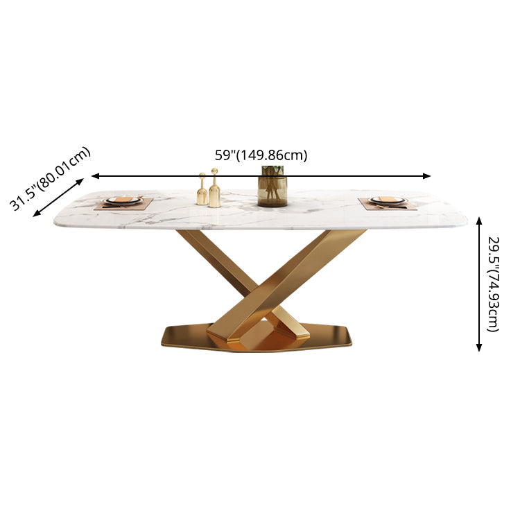 Modern Marble Table Set of 5/7 with Rectangle Table Dining Set with PU Leather Chairs Clearhalo 'Dining Room Sets' 'Dining Tables & Seating' 'dining_room_set' 'furn' 'furn_dining_room_set' 'Furniture' 'furniture_dining_room_set' 'Kitchen & Dining Furniture' 'kitchen&dining_furn' 'kitchen' 3491696