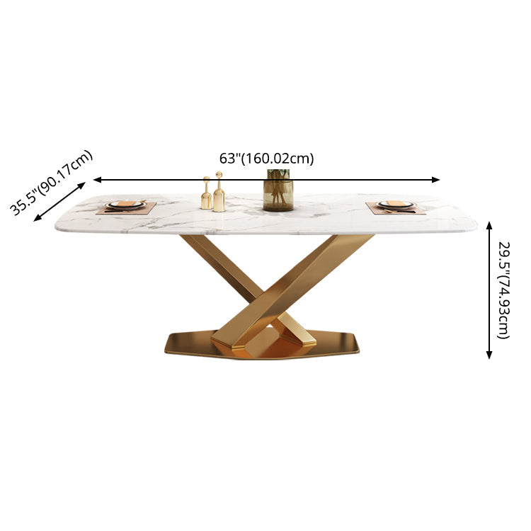 Modern Marble Table Set of 5/7 with Rectangle Table Dining Set with PU Leather Chairs Clearhalo 'Dining Room Sets' 'Dining Tables & Seating' 'dining_room_set' 'furn' 'furn_dining_room_set' 'Furniture' 'furniture_dining_room_set' 'Kitchen & Dining Furniture' 'kitchen&dining_furn' 'kitchen' 3491697