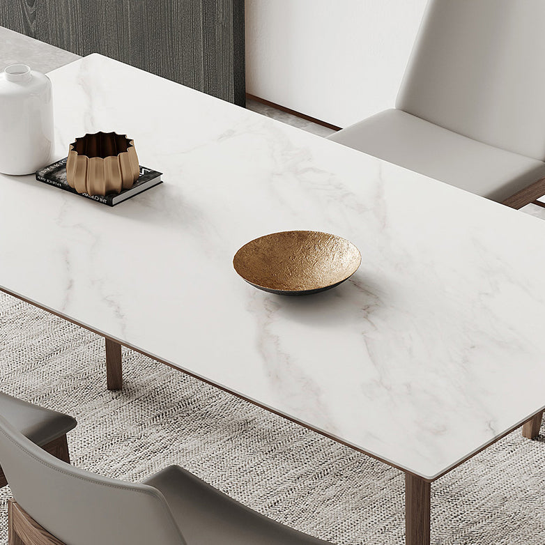 Minimalist Rectangle Sintered Stone Dining Table for 4/ 6with Wooden Base Dining Set for Restaurant Clearhalo 'Dining Room Sets' 'Dining Tables & Seating' 'dining_room_set' 'furn' 'furn_dining_room_set' 'Furniture' 'furniture_dining_room_set' 'Kitchen & Dining Furniture' 'kitchen&dining_furn' 'kitchen' 3491706
