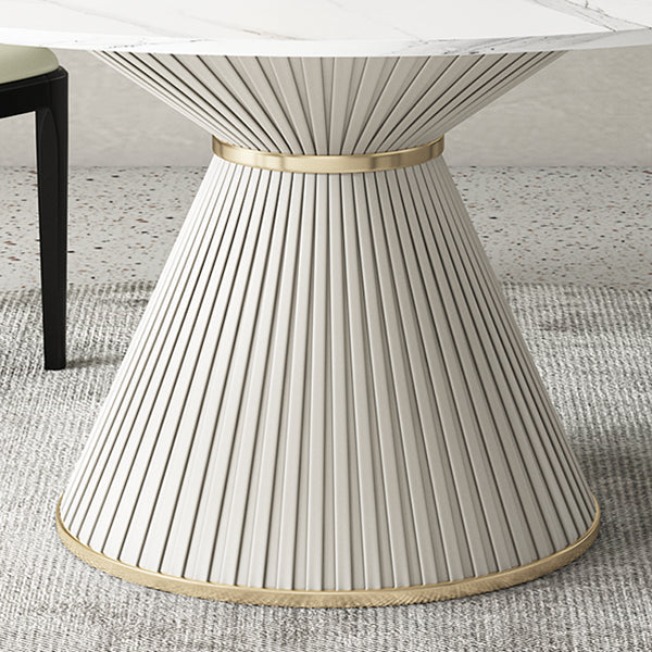 Nordic Round Sintered Stone Dining Table for 4/6 with Pedestal Base Dining Set for Restaurant Clearhalo 'Dining Room Sets' 'Dining Tables & Seating' 'dining_room_set' 'furn' 'furn_dining_room_set' 'Furniture' 'furniture_dining_room_set' 'Kitchen & Dining Furniture' 'kitchen&dining_furn' 'kitchen' 3491734