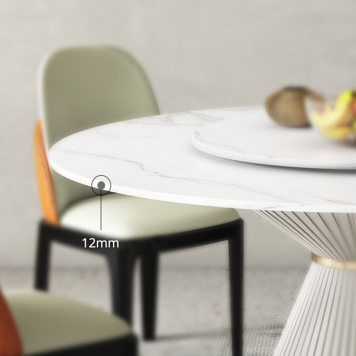 Nordic Round Sintered Stone Dining Table for 4/6 with Pedestal Base Dining Set for Restaurant Clearhalo 'Dining Room Sets' 'Dining Tables & Seating' 'dining_room_set' 'furn' 'furn_dining_room_set' 'Furniture' 'furniture_dining_room_set' 'Kitchen & Dining Furniture' 'kitchen&dining_furn' 'kitchen' 3491736