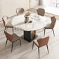Nordic Sintered Stone Table Set of 5/7 with Round Table Foldable Dining Set with Leather Chairs 7 Piece Set Clearhalo 'Dining Room Sets' 'Dining Tables & Seating' 'dining_room_set' 'furn' 'furn_dining_room_set' 'Furniture' 'furniture_dining_room_set' 'Kitchen & Dining Furniture' 'kitchen&dining_furn' 'kitchen' 3491741