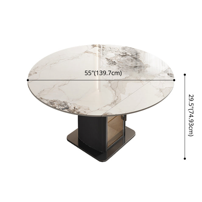 Nordic Sintered Stone Table Set of 5/7 with Round Table Foldable Dining Set with Leather Chairs Clearhalo 'Dining Room Sets' 'Dining Tables & Seating' 'dining_room_set' 'furn' 'furn_dining_room_set' 'Furniture' 'furniture_dining_room_set' 'Kitchen & Dining Furniture' 'kitchen&dining_furn' 'kitchen' 3491752