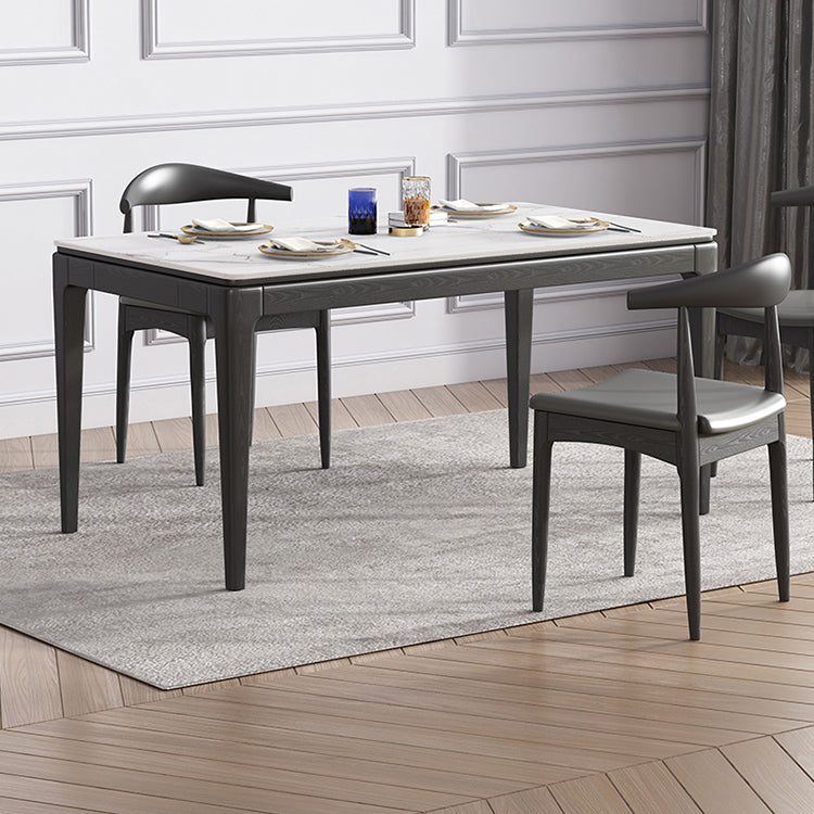 Modern White & Black Sintered Stone Dining Set Rectangle Shape Standard Dining Set for Kitchen Clearhalo 'Dining Room Sets' 'Dining Tables & Seating' 'dining_room_set' 'furn' 'furn_dining_room_set' 'Furniture' 'furniture_dining_room_set' 'Kitchen & Dining Furniture' 'kitchen&dining_furn' 'kitchen' 3491758