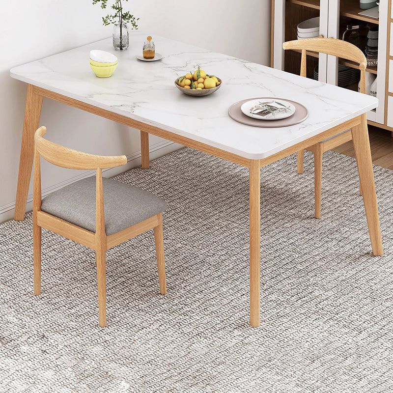 Minimalist Standard Kitchen Dining Set MDF Rectangle Shape Dining Set with 4 Legs Base White 3 Piece Set Clearhalo 'Dining Room Sets' 'Dining Tables & Seating' 'dining_room_set' 'furn' 'furn_dining_room_set' 'Furniture' 'furniture_dining_room_set' 'Kitchen & Dining Furniture' 'kitchen&dining_furn' 'kitchen' 3491767