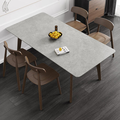 Contemporary Sintered Stone Top Standard Dining Set Rectangle Gray Dining Set for Kitchen 5 Piece Set Clearhalo 'Dining Room Sets' 'Dining Tables & Seating' 'dining_room_set' 'furn' 'furn_dining_room_set' 'Furniture' 'furniture_dining_room_set' 'Kitchen & Dining Furniture' 'kitchen&dining_furn' 'kitchen' 3491786