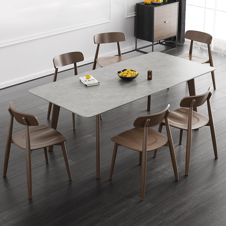 Contemporary Sintered Stone Top Standard Dining Set Rectangle Gray Dining Set for Kitchen Clearhalo 'Dining Room Sets' 'Dining Tables & Seating' 'dining_room_set' 'furn' 'furn_dining_room_set' 'Furniture' 'furniture_dining_room_set' 'Kitchen & Dining Furniture' 'kitchen&dining_furn' 'kitchen' 3491789