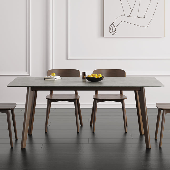 Contemporary Sintered Stone Top Standard Dining Set Rectangle Gray Dining Set for Kitchen Clearhalo 'Dining Room Sets' 'Dining Tables & Seating' 'dining_room_set' 'furn' 'furn_dining_room_set' 'Furniture' 'furniture_dining_room_set' 'Kitchen & Dining Furniture' 'kitchen&dining_furn' 'kitchen' 3491802