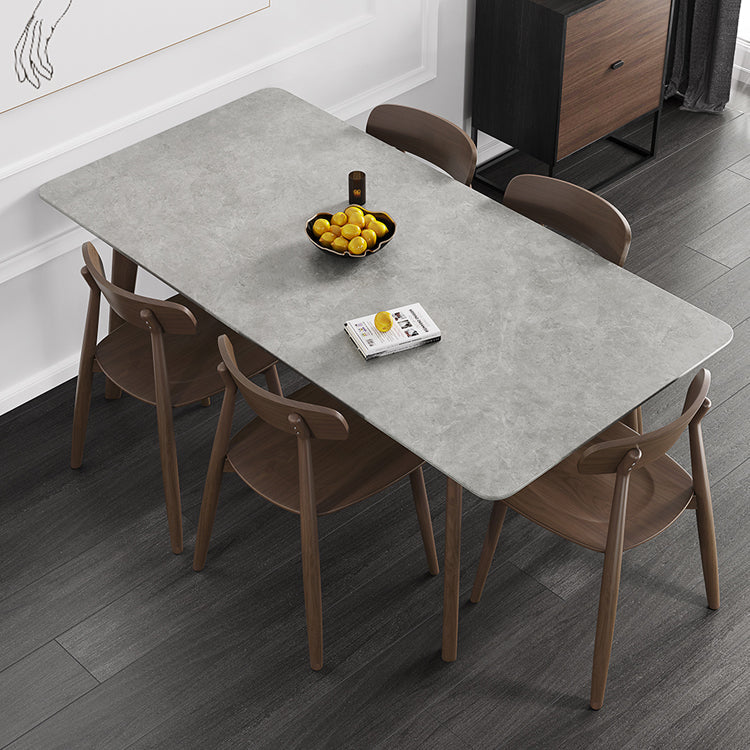 Contemporary Sintered Stone Top Standard Dining Set Rectangle Gray Dining Set for Kitchen Clearhalo 'Dining Room Sets' 'Dining Tables & Seating' 'dining_room_set' 'furn' 'furn_dining_room_set' 'Furniture' 'furniture_dining_room_set' 'Kitchen & Dining Furniture' 'kitchen&dining_furn' 'kitchen' 3491803