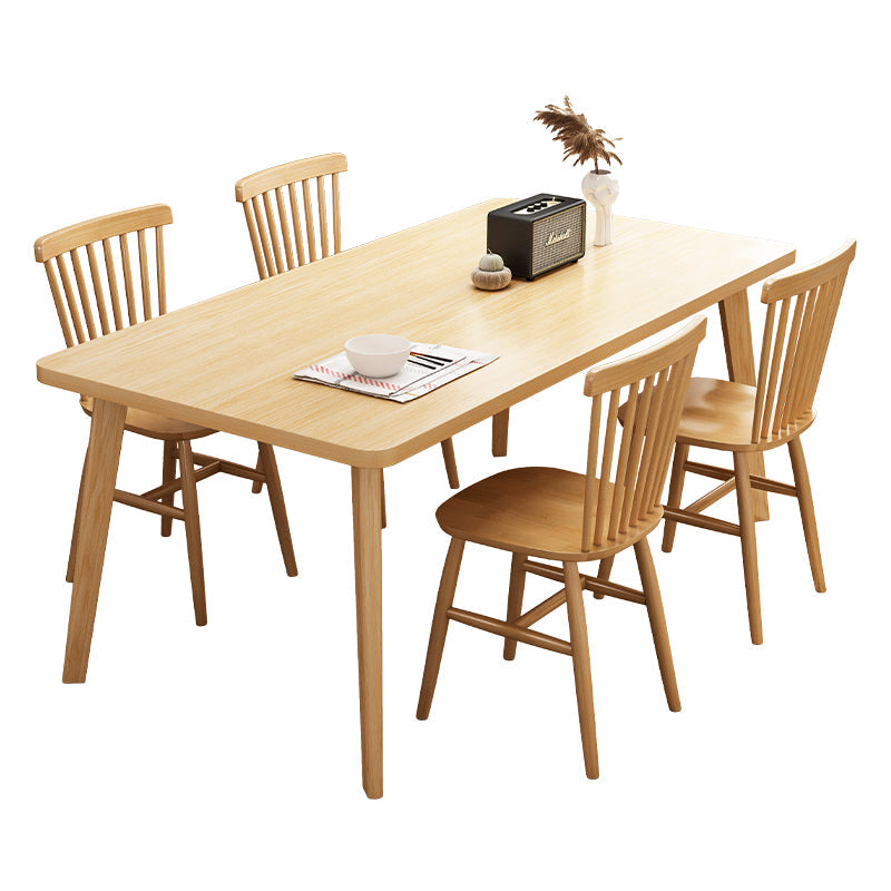 Modern Solid Wood Rectangle Shape Dining Set Khaki Standard Dining Set for Kitchen Clearhalo 'Dining Room Sets' 'Dining Tables & Seating' 'dining_room_set' 'furn' 'furn_dining_room_set' 'Furniture' 'furniture_dining_room_set' 'Kitchen & Dining Furniture' 'kitchen&dining_furn' 'kitchen' 3491808