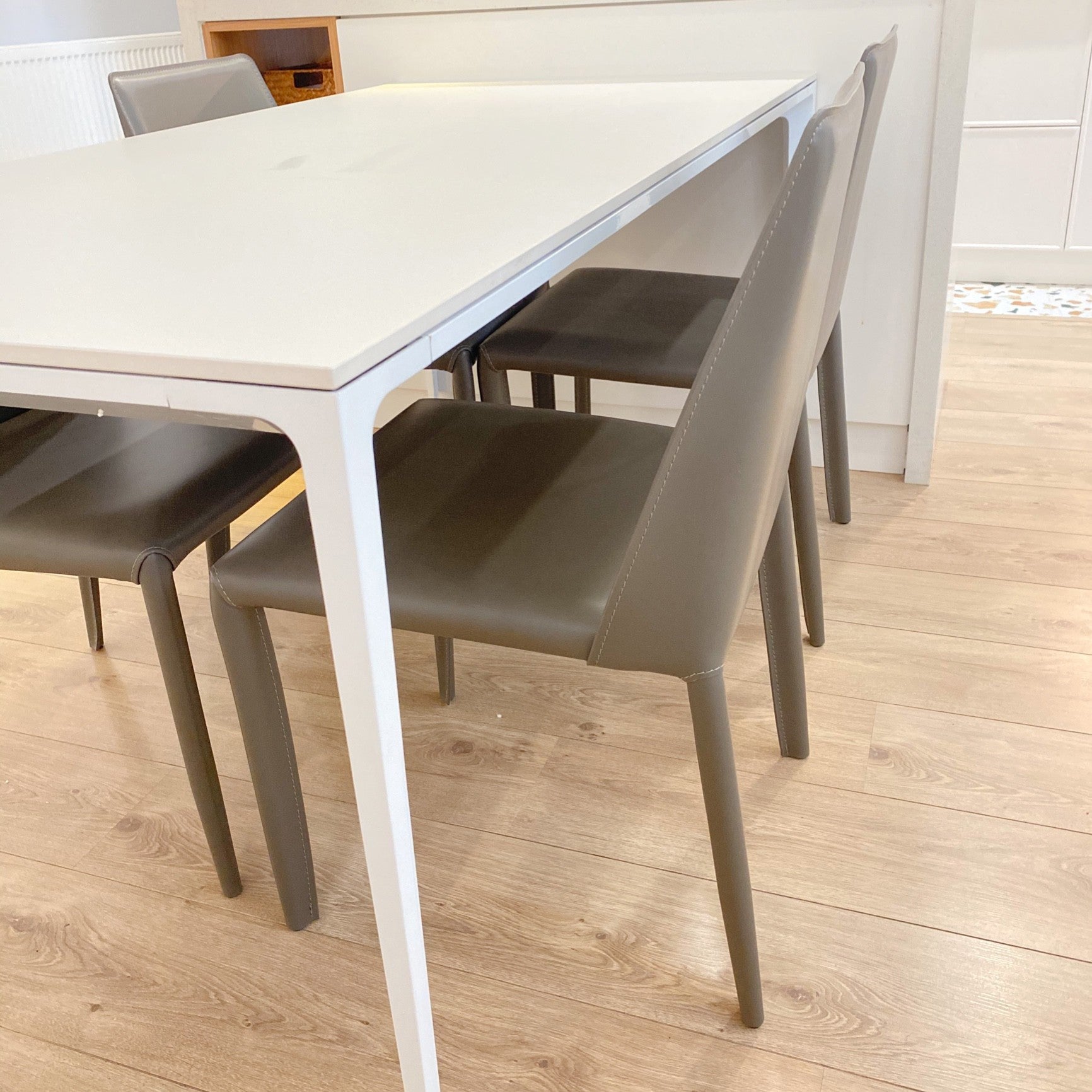 Contemporary Sintered Stone Top Kitchen Dining Set Rectangle Shape Standard Dining Set in White Clearhalo 'Dining Room Sets' 'Dining Tables & Seating' 'dining_room_set' 'furn' 'furn_dining_room_set' 'Furniture' 'furniture_dining_room_set' 'Kitchen & Dining Furniture' 'kitchen&dining_furn' 'kitchen' 3491820