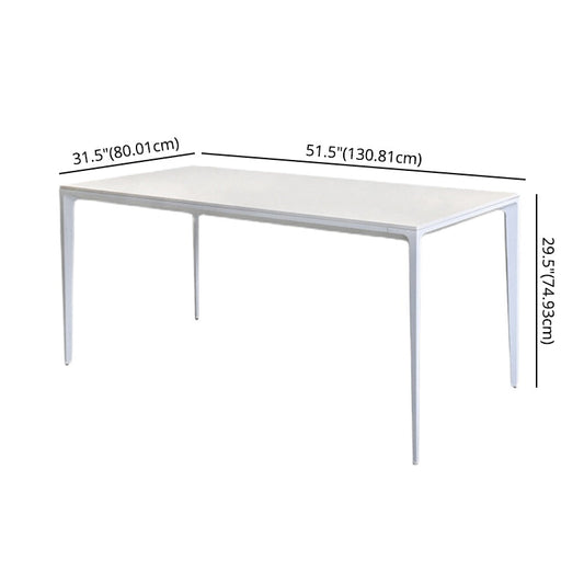 Contemporary Sintered Stone Top Kitchen Dining Set Rectangle Shape Standard Dining Set in White Clearhalo 'Dining Room Sets' 'Dining Tables & Seating' 'dining_room_set' 'furn' 'furn_dining_room_set' 'Furniture' 'furniture_dining_room_set' 'Kitchen & Dining Furniture' 'kitchen&dining_furn' 'kitchen' 3491822