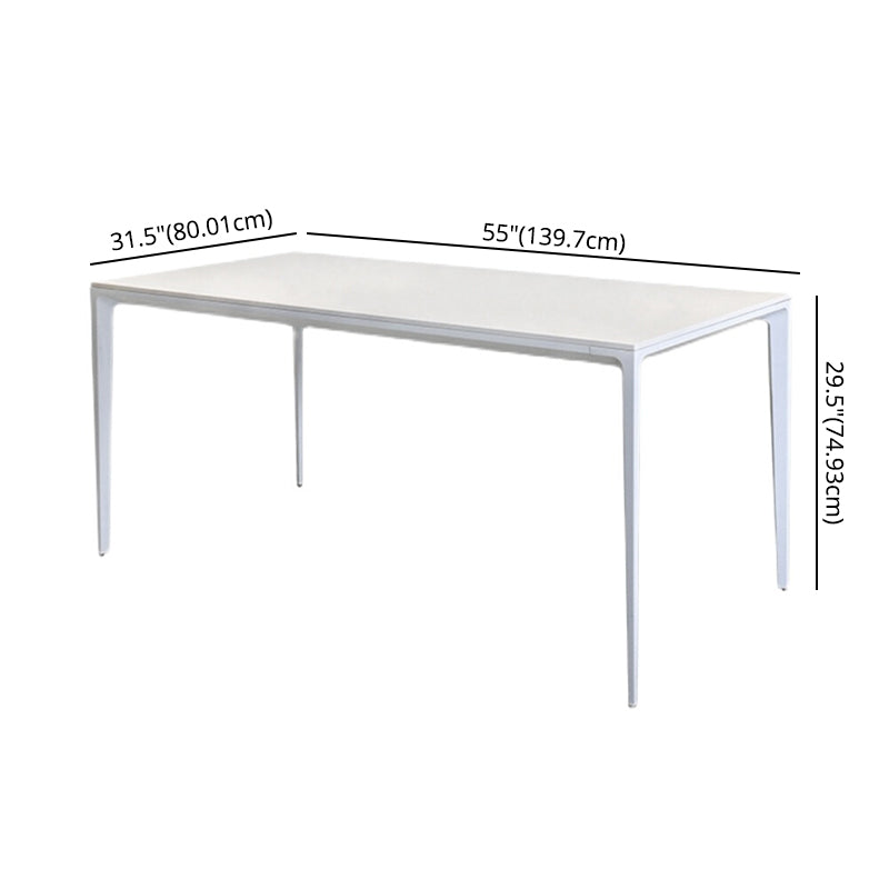 Contemporary Sintered Stone Top Kitchen Dining Set Rectangle Shape Standard Dining Set in White Clearhalo 'Dining Room Sets' 'Dining Tables & Seating' 'dining_room_set' 'furn' 'furn_dining_room_set' 'Furniture' 'furniture_dining_room_set' 'Kitchen & Dining Furniture' 'kitchen&dining_furn' 'kitchen' 3491823