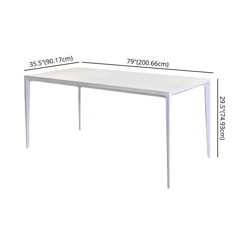 Contemporary Sintered Stone Top Kitchen Dining Set Rectangle Shape Standard Dining Set in White Clearhalo 'Dining Room Sets' 'Dining Tables & Seating' 'dining_room_set' 'furn' 'furn_dining_room_set' 'Furniture' 'furniture_dining_room_set' 'Kitchen & Dining Furniture' 'kitchen&dining_furn' 'kitchen' 3491826