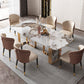 Modern Rectangle Shape Sintered Stone Top Dining Set White Kitchen Dining Set with Double Pedestal Clearhalo 'Dining Room Sets' 'Dining Tables & Seating' 'dining_room_set' 'furn' 'furn_dining_room_set' 'Furniture' 'furniture_dining_room_set' 'Kitchen & Dining Furniture' 'kitchen&dining_furn' 'kitchen' 3491829