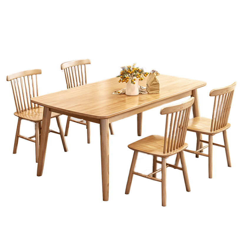 Minimalist Style Solid Wood Dining Table Set of Rectangle Shape Formal Dinette Set Clearhalo 'Dining Room Sets' 'Dining Tables & Seating' 'dining_room_set' 'furn' 'furn_dining_room_set' 'Furniture' 'furniture_dining_room_set' 'Kitchen & Dining Furniture' 'kitchen&dining_furn' 'kitchen' 3491845