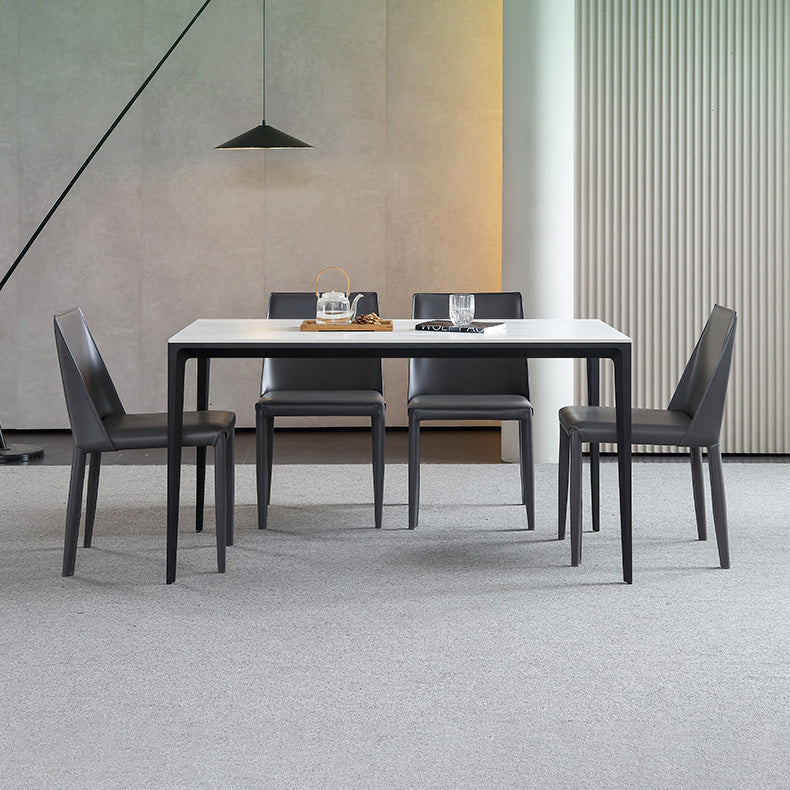 Standard Height Sintered Stone Top Dining Set with 4 Black Metallic Legs for Dining Furniture Clearhalo 'Dining Room Sets' 'Dining Tables & Seating' 'dining_room_set' 'furn' 'furn_dining_room_set' 'Furniture' 'furniture_dining_room_set' 'Kitchen & Dining Furniture' 'kitchen&dining_furn' 'kitchen' 3491881