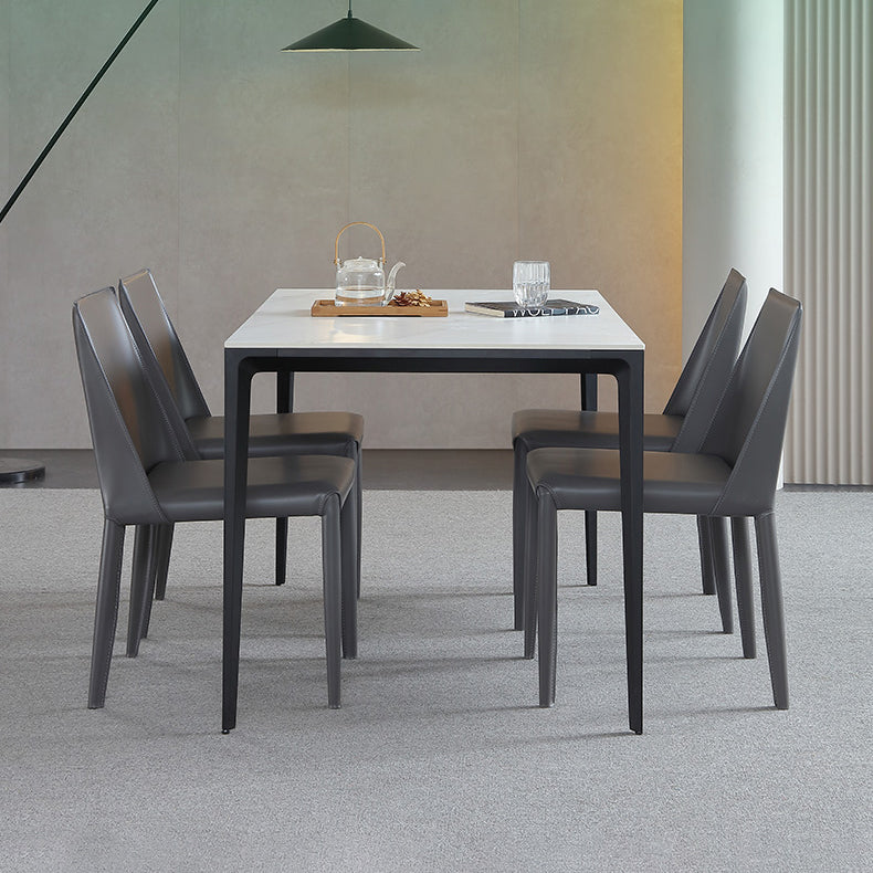 Standard Height Sintered Stone Top Dining Set with 4 Black Metallic Legs for Dining Furniture Clearhalo 'Dining Room Sets' 'Dining Tables & Seating' 'dining_room_set' 'furn' 'furn_dining_room_set' 'Furniture' 'furniture_dining_room_set' 'Kitchen & Dining Furniture' 'kitchen&dining_furn' 'kitchen' 3491882
