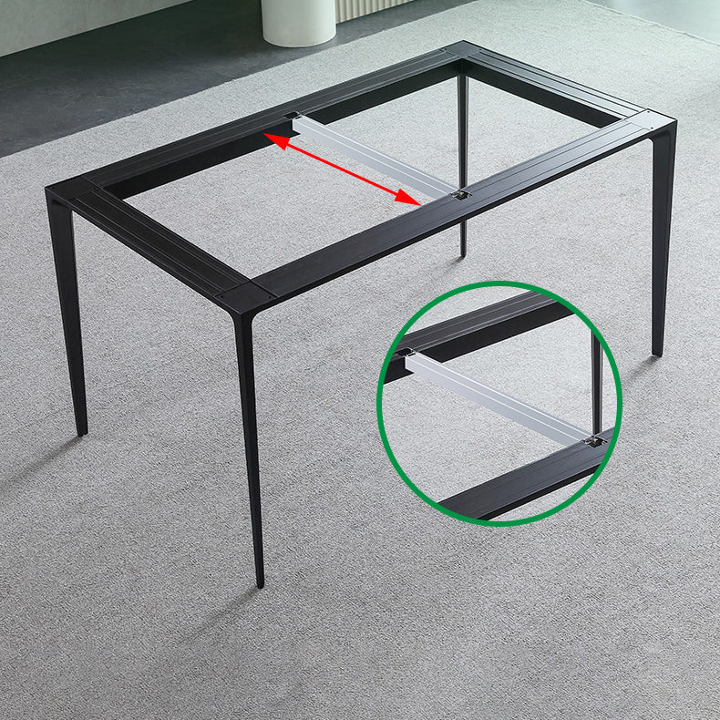 Standard Height Sintered Stone Top Dining Set with 4 Black Metallic Legs for Dining Furniture Clearhalo 'Dining Room Sets' 'Dining Tables & Seating' 'dining_room_set' 'furn' 'furn_dining_room_set' 'Furniture' 'furniture_dining_room_set' 'Kitchen & Dining Furniture' 'kitchen&dining_furn' 'kitchen' 3491883