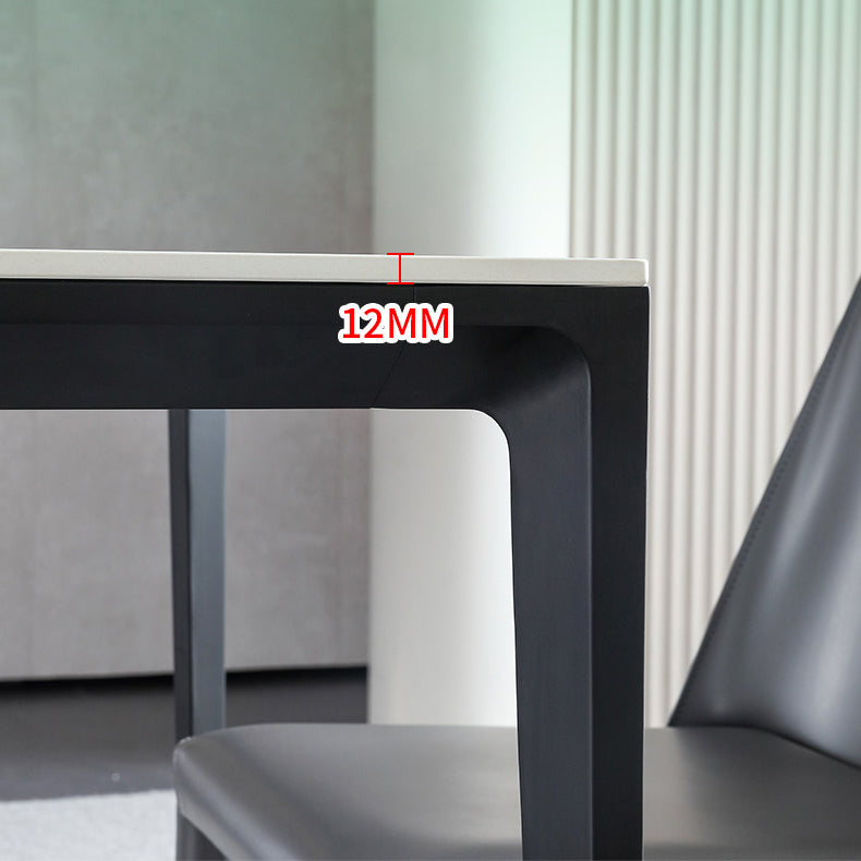 Standard Height Sintered Stone Top Dining Set with 4 Black Metallic Legs for Dining Furniture Clearhalo 'Dining Room Sets' 'Dining Tables & Seating' 'dining_room_set' 'furn' 'furn_dining_room_set' 'Furniture' 'furniture_dining_room_set' 'Kitchen & Dining Furniture' 'kitchen&dining_furn' 'kitchen' 3491887