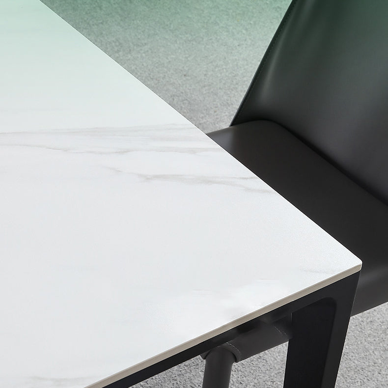 Standard Height Sintered Stone Top Dining Set with 4 Black Metallic Legs for Dining Furniture Clearhalo 'Dining Room Sets' 'Dining Tables & Seating' 'dining_room_set' 'furn' 'furn_dining_room_set' 'Furniture' 'furniture_dining_room_set' 'Kitchen & Dining Furniture' 'kitchen&dining_furn' 'kitchen' 3491888