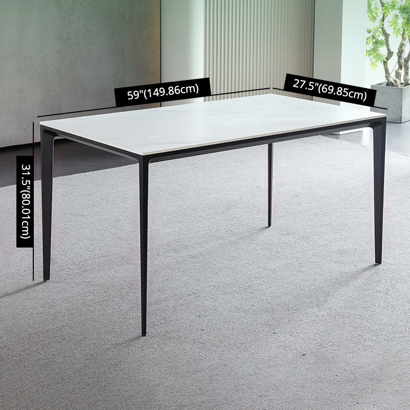 Standard Height Sintered Stone Top Dining Set with 4 Black Metallic Legs for Dining Furniture Clearhalo 'Dining Room Sets' 'Dining Tables & Seating' 'dining_room_set' 'furn' 'furn_dining_room_set' 'Furniture' 'furniture_dining_room_set' 'Kitchen & Dining Furniture' 'kitchen&dining_furn' 'kitchen' 3491892