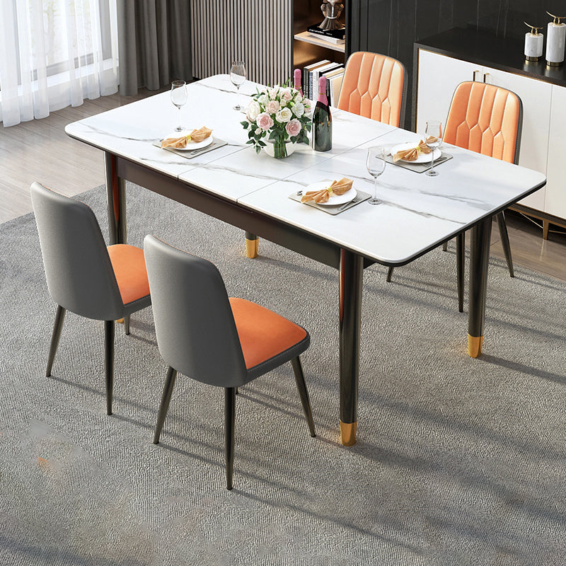 Kitchen Modern Sintered Stone Top Dining Table of Traditional Height with Collapsible Dining Sets 5 Piece Set Clearhalo 'Dining Room Sets' 'Dining Tables & Seating' 'dining_room_set' 'furn' 'furn_dining_room_set' 'Furniture' 'furniture_dining_room_set' 'Kitchen & Dining Furniture' 'kitchen&dining_furn' 'kitchen' 3491923