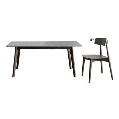 Standard Sintered Stone Dining Room Set with 4 Black Metallic Legs for Kitchen Furniture 5 Piece Set Clearhalo 'Dining Room Sets' 'Dining Tables & Seating' 'dining_room_set' 'furn' 'furn_dining_room_set' 'Furniture' 'furniture_dining_room_set' 'Kitchen & Dining Furniture' 'kitchen&dining_furn' 'kitchen' 3491949