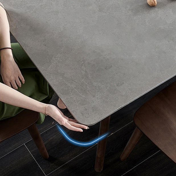 Standard Sintered Stone Dining Room Set with 4 Black Metallic Legs for Kitchen Furniture Clearhalo 'Dining Room Sets' 'Dining Tables & Seating' 'dining_room_set' 'furn' 'furn_dining_room_set' 'Furniture' 'furniture_dining_room_set' 'Kitchen & Dining Furniture' 'kitchen&dining_furn' 'kitchen' 3491954