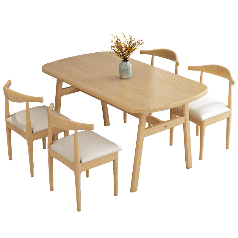 Minimalist Traditional Height Wood Dining Table Rectangle Dining Room Set For Home Clearhalo 'Dining Room Sets' 'Dining Tables & Seating' 'dining_room_set' 'furn' 'furn_dining_room_set' 'Furniture' 'furniture_dining_room_set' 'Kitchen & Dining Furniture' 'kitchen&dining_furn' 'kitchen' 3491979