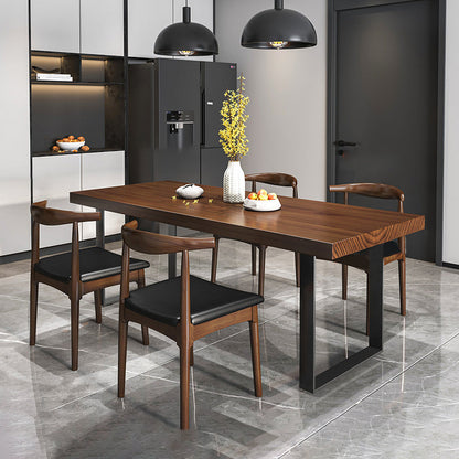 Modern Style Solid Wood Dining Table Rectangular Dining Table with Metal Base 5 Piece Set Clearhalo 'Dining Room Sets' 'Dining Tables & Seating' 'dining_room_set' 'furn' 'furn_dining_room_set' 'Furniture' 'furniture_dining_room_set' 'Kitchen & Dining Furniture' 'kitchen&dining_furn' 'kitchen' 3491991