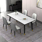 Dining Room Set Nordic Sintered Stone Rectangular Dining Table with Trestle Base White 5 Piece Set Clearhalo 'Dining Room Sets' 'Dining Tables & Seating' 'dining_room_set' 'furn' 'furn_dining_room_set' 'Furniture' 'furniture_dining_room_set' 'Kitchen & Dining Furniture' 'kitchen&dining_furn' 'kitchen' 3492020