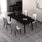 Dining Room Set Nordic Sintered Stone Rectangular Dining Table with Trestle Base Black 5 Piece Set Clearhalo 'Dining Room Sets' 'Dining Tables & Seating' 'dining_room_set' 'furn' 'furn_dining_room_set' 'Furniture' 'furniture_dining_room_set' 'Kitchen & Dining Furniture' 'kitchen&dining_furn' 'kitchen' 3492023