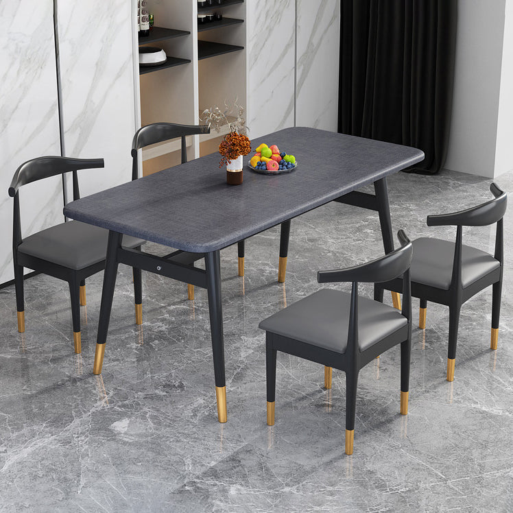 Rectangular Scandinavian Sintered Stone Dining Room Set Dining Furniture with 4 Legs Base Clearhalo 'Dining Room Sets' 'Dining Tables & Seating' 'dining_room_set' 'furn' 'furn_dining_room_set' 'Furniture' 'furniture_dining_room_set' 'Kitchen & Dining Furniture' 'kitchen&dining_furn' 'kitchen' 3492024