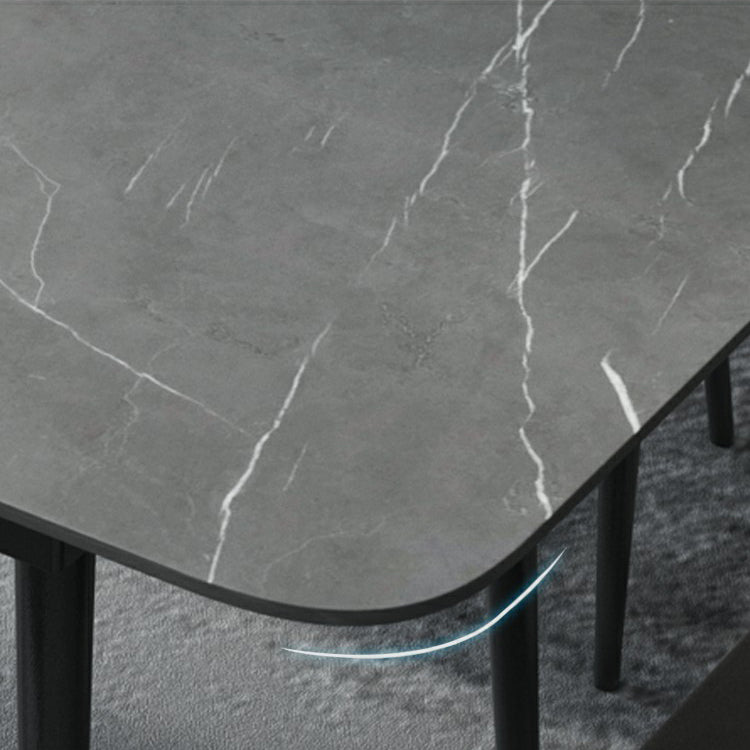 Modern Style Sintered Stone Dining Table Set Extendable Rectangular Dining Table with Trestle Base Clearhalo 'Dining Room Sets' 'Dining Tables & Seating' 'dining_room_set' 'furn' 'furn_dining_room_set' 'Furniture' 'furniture_dining_room_set' 'Kitchen & Dining Furniture' 'kitchen&dining_furn' 'kitchen' 3492048