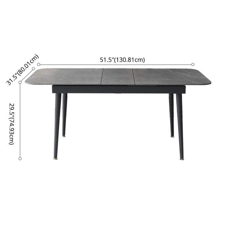Modern Style Sintered Stone Dining Table Set Extendable Rectangular Dining Table with Trestle Base Clearhalo 'Dining Room Sets' 'Dining Tables & Seating' 'dining_room_set' 'furn' 'furn_dining_room_set' 'Furniture' 'furniture_dining_room_set' 'Kitchen & Dining Furniture' 'kitchen&dining_furn' 'kitchen' 3492051