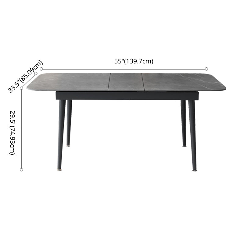 Modern Style Sintered Stone Dining Table Set Extendable Rectangular Dining Table with Trestle Base Clearhalo 'Dining Room Sets' 'Dining Tables & Seating' 'dining_room_set' 'furn' 'furn_dining_room_set' 'Furniture' 'furniture_dining_room_set' 'Kitchen & Dining Furniture' 'kitchen&dining_furn' 'kitchen' 3492052