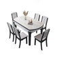 7 Pcs Modern Dining Room Set with Round Table and 4 Legs Base Dining Set with Armless Chairs White-Gold 7 Piece Set Clearhalo 'Dining Room Sets' 'Dining Tables & Seating' 'dining_room_set' 'furn' 'furn_dining_room_set' 'Furniture' 'furniture_dining_room_set' 'Kitchen & Dining Furniture' 'kitchen&dining_furn' 'kitchen' 3492082