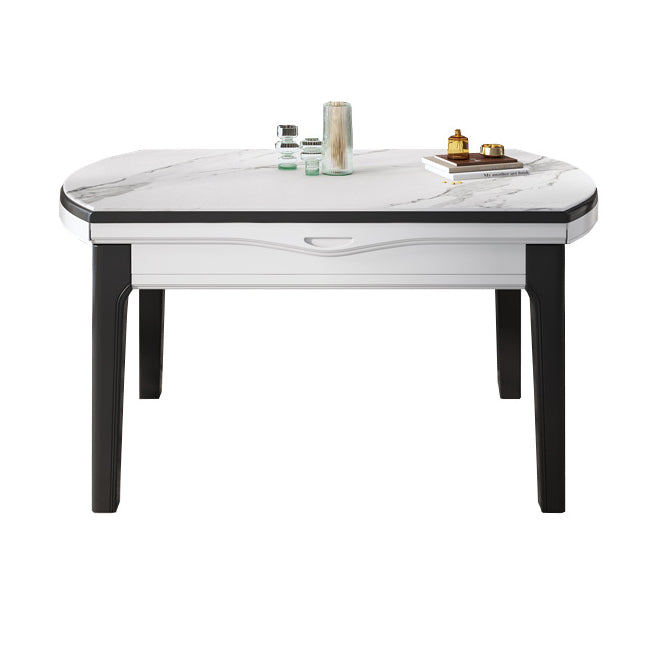 7 Pcs Modern Dining Room Set with Round Table and 4 Legs Base Dining Set with Armless Chairs Clearhalo 'Dining Room Sets' 'Dining Tables & Seating' 'dining_room_set' 'furn' 'furn_dining_room_set' 'Furniture' 'furniture_dining_room_set' 'Kitchen & Dining Furniture' 'kitchen&dining_furn' 'kitchen' 3492086