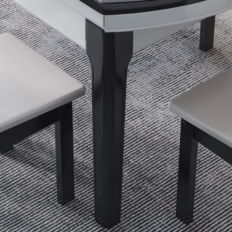 7 Pcs Modern Dining Room Set with Round Table and 4 Legs Base Dining Set with Armless Chairs Clearhalo 'Dining Room Sets' 'Dining Tables & Seating' 'dining_room_set' 'furn' 'furn_dining_room_set' 'Furniture' 'furniture_dining_room_set' 'Kitchen & Dining Furniture' 'kitchen&dining_furn' 'kitchen' 3492088