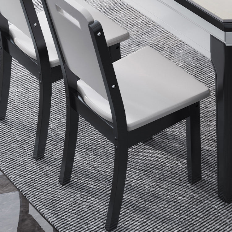 7 Pcs Modern Dining Room Set with Round Table and 4 Legs Base Dining Set with Armless Chairs Clearhalo 'Dining Room Sets' 'Dining Tables & Seating' 'dining_room_set' 'furn' 'furn_dining_room_set' 'Furniture' 'furniture_dining_room_set' 'Kitchen & Dining Furniture' 'kitchen&dining_furn' 'kitchen' 3492090