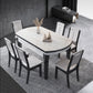 7 Pcs Modern Dining Room Set with Round Table and 4 Legs Base Dining Set with Armless Chairs Clearhalo 'Dining Room Sets' 'Dining Tables & Seating' 'dining_room_set' 'furn' 'furn_dining_room_set' 'Furniture' 'furniture_dining_room_set' 'Kitchen & Dining Furniture' 'kitchen&dining_furn' 'kitchen' 3492095