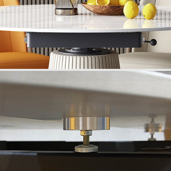 Round Contemporary Sintered Stone Dining Room Set Standard Dining Furniture Set Clearhalo 'Dining Room Sets' 'Dining Tables & Seating' 'dining_room_set' 'furn' 'furn_dining_room_set' 'Furniture' 'furniture_dining_room_set' 'Kitchen & Dining Furniture' 'kitchen&dining_furn' 'kitchen' 3492104