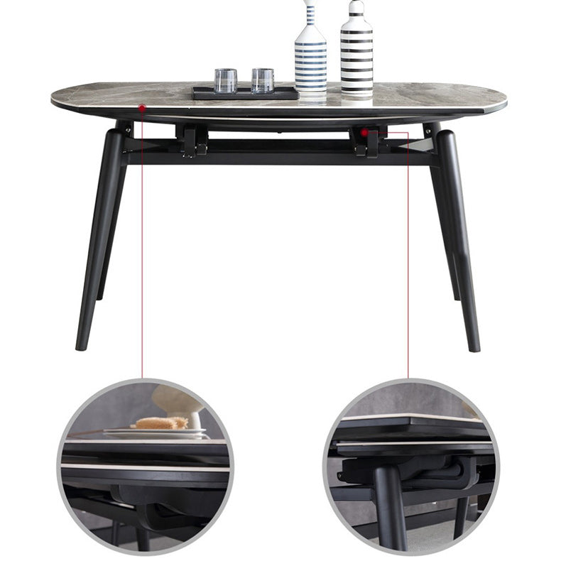 Modern Metal Dining Room Set Standard Height Black Legs Dining Set with Rectangle Table Clearhalo 'Dining Room Sets' 'Dining Tables & Seating' 'dining_room_set' 'furn' 'furn_dining_room_set' 'Furniture' 'furniture_dining_room_set' 'Kitchen & Dining Furniture' 'kitchen&dining_furn' 'kitchen' 3492120