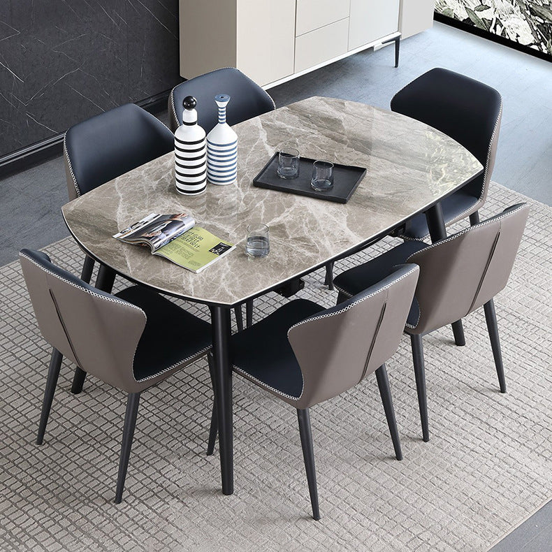 Modern Metal Dining Room Set Standard Height Black Legs Dining Set with Rectangle Table Clearhalo 'Dining Room Sets' 'Dining Tables & Seating' 'dining_room_set' 'furn' 'furn_dining_room_set' 'Furniture' 'furniture_dining_room_set' 'Kitchen & Dining Furniture' 'kitchen&dining_furn' 'kitchen' 3492125