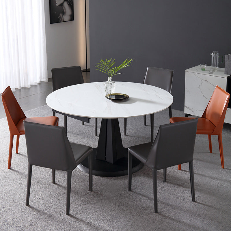 Metal Modern Dining Room Set with Round Table and Pedestal Base Dining Set with Wingback Chairs Clearhalo 'Dining Room Sets' 'Dining Tables & Seating' 'dining_room_set' 'furn' 'furn_dining_room_set' 'Furniture' 'furniture_dining_room_set' 'Kitchen & Dining Furniture' 'kitchen&dining_furn' 'kitchen' 3492130