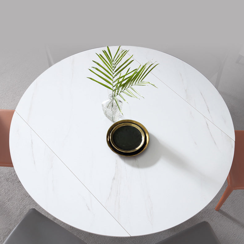 Metal Modern Dining Room Set with Round Table and Pedestal Base Dining Set with Wingback Chairs Clearhalo 'Dining Room Sets' 'Dining Tables & Seating' 'dining_room_set' 'furn' 'furn_dining_room_set' 'Furniture' 'furniture_dining_room_set' 'Kitchen & Dining Furniture' 'kitchen&dining_furn' 'kitchen' 3492135