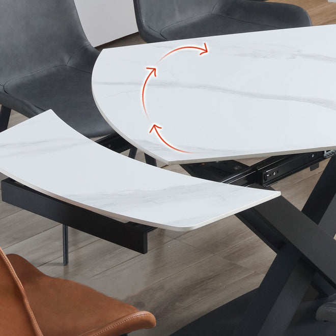 Extendable Modern Kitchen Sintered Stone Furniture Standard Height Dining Room Table Set Clearhalo 'Dining Room Sets' 'Dining Tables & Seating' 'dining_room_set' 'furn' 'furn_dining_room_set' 'Furniture' 'furniture_dining_room_set' 'Kitchen & Dining Furniture' 'kitchen&dining_furn' 'kitchen' 3492146